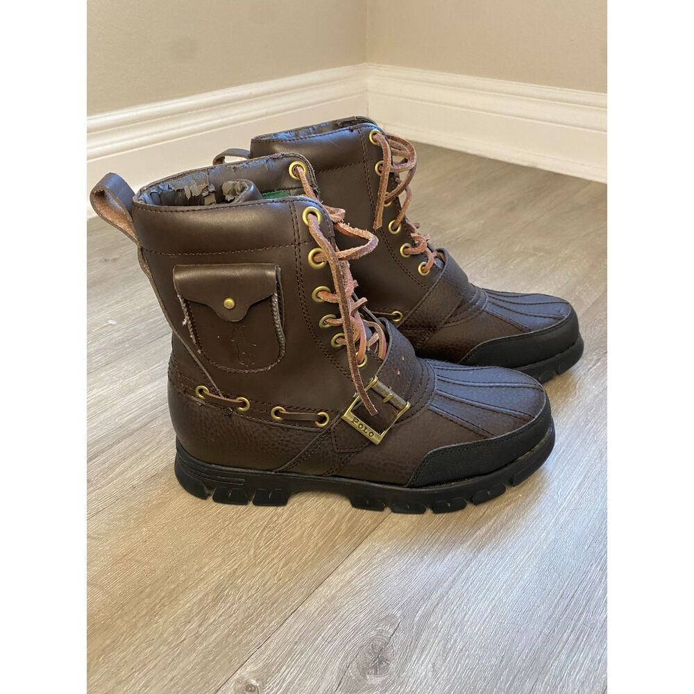 Polo Ralph Lauren Hamlin II Mens 7.5 D Brown Leather Duck Boots Pocket Y2K